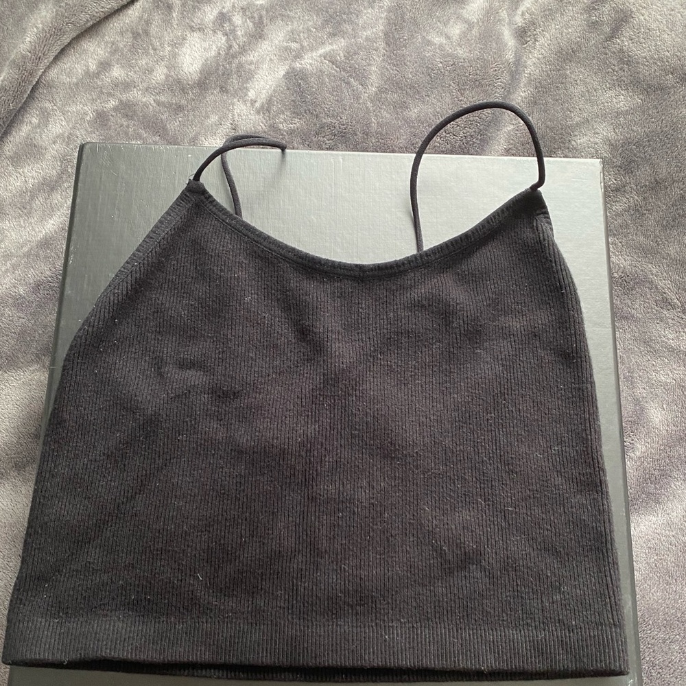 Essentials black cropped tank top